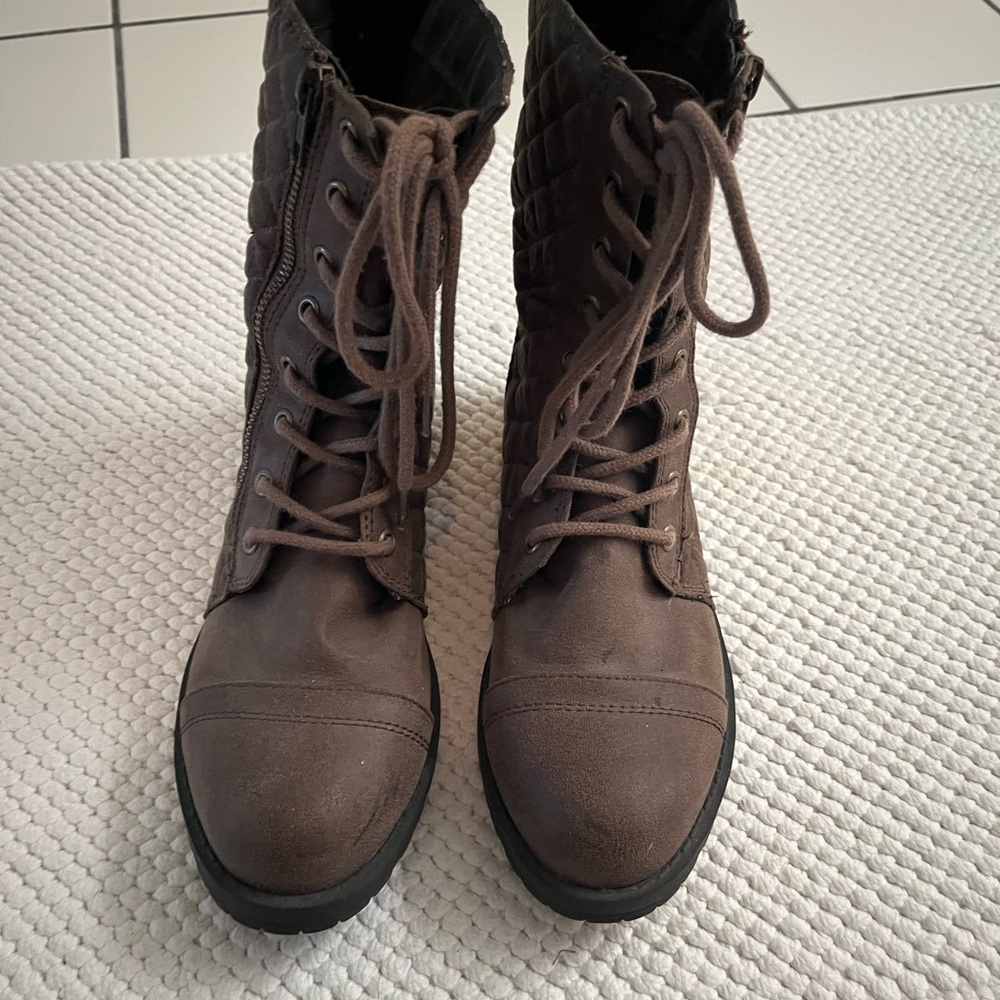 Women's Brown Lace-Up combat Boots